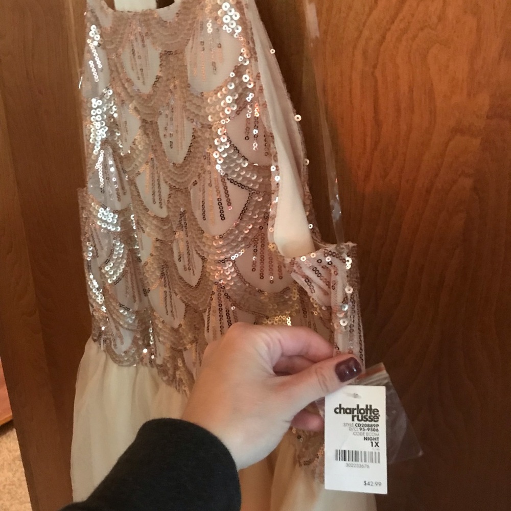 NWT Charlotte Russe Rose Gold cocktail dress